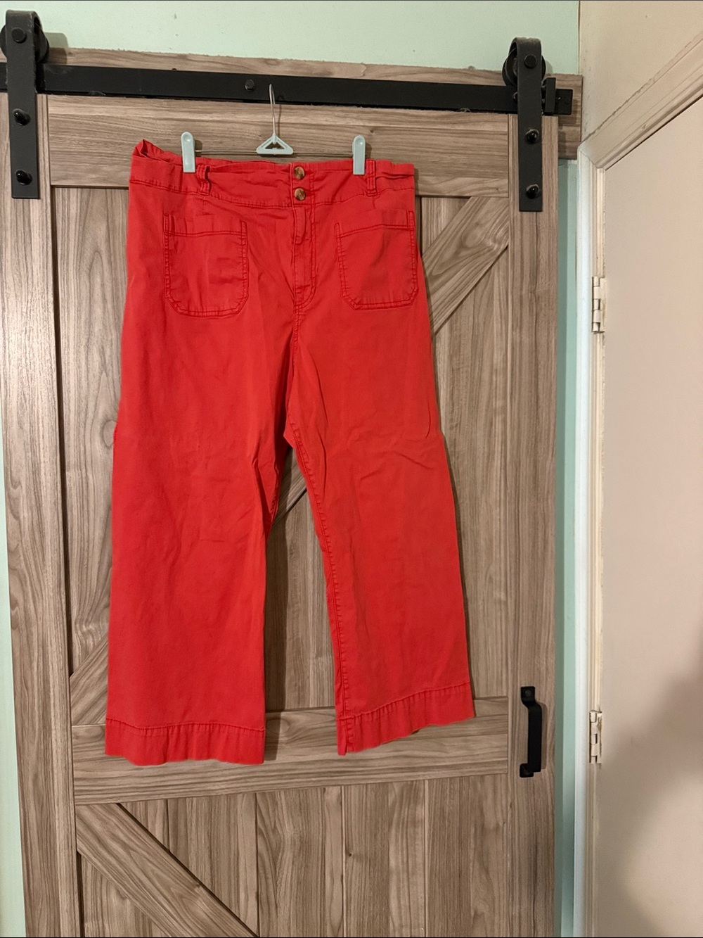 LC Lauren Conrad coral Cropped Wide-Leg Pants